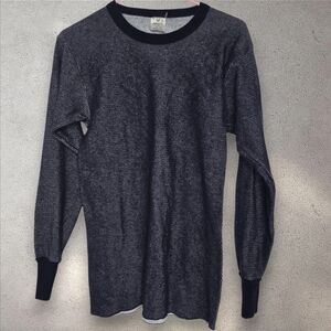 Vintage Indera men's blue waffle-knit thermal long-sleeve shirt